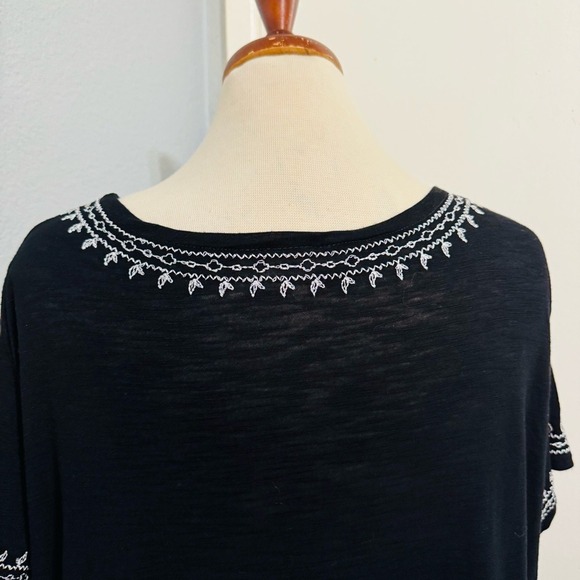 Rafaella Black Bohemian Embroidered Women's Relaxed Fit Lightweight Top Size XL‎ - Picture 11 of 17